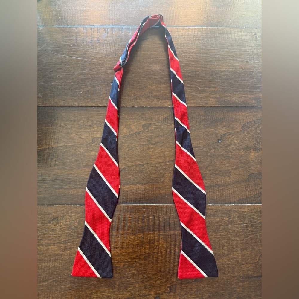 Robert Talbott Red, White and Blue Diagonal Striped Bow Tie